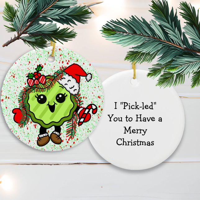 Christmas Pickle | Funny Holiday Pickle    Ceramic Ornament (Creator Uploaded)