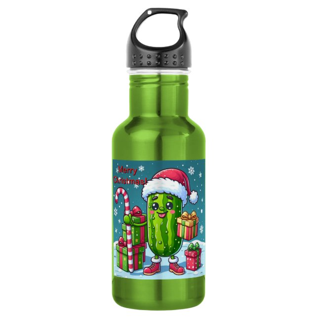 Christmas Pickle with Gifts 532 Ml Water Bottle (Front)