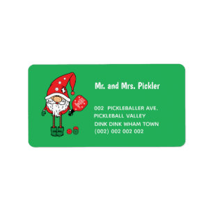 Christmas pickleball address label
