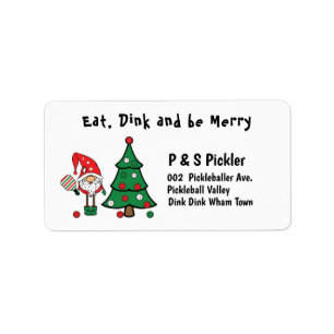 Christmas pickleball address label