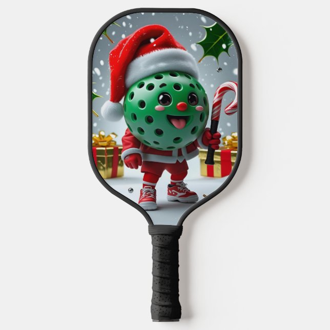  Christmas Pickleball Cheer – Santa Hat & Snowflak Pickleball Paddle (Front)