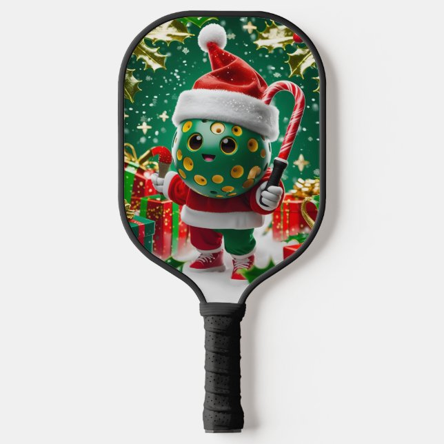  Christmas Pickleball Cheer – Santa Hat & Snowflak Pickleball Paddle (Front)