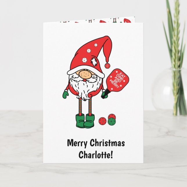 Christmas pickleball folded greeting  card (Front)