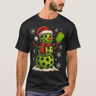 Christmas Pickleball For Women Men Snowman T-Shirt