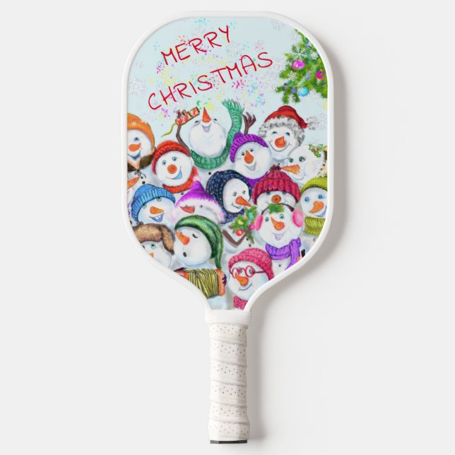 Christmas Pickleball Paddle Gift Snowmans Party (Front)