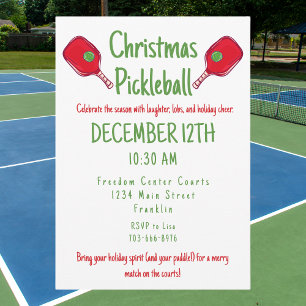 Christmas Pickleball Party Festive Holiday Match Invitation