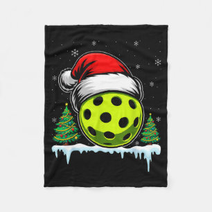 Christmas pickleball pickle ball santa hat funny fleece blanket