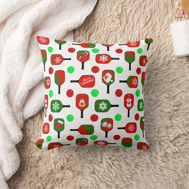 Christmas Pickleball Red Green Paddles Balls X-Mas Cushion (Blanket)