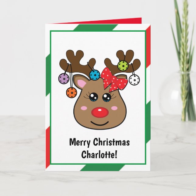Christmas pickleball Reindeer  folded  Card (Front)
