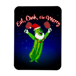 Christmas Pickleball Santa Hat Pickle Magnet