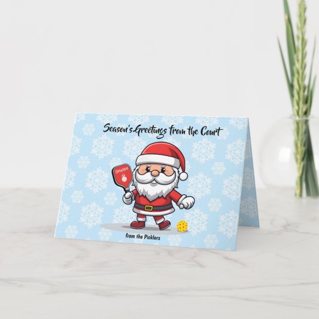 Christmas pickleball Santa Holiday Card (Front)