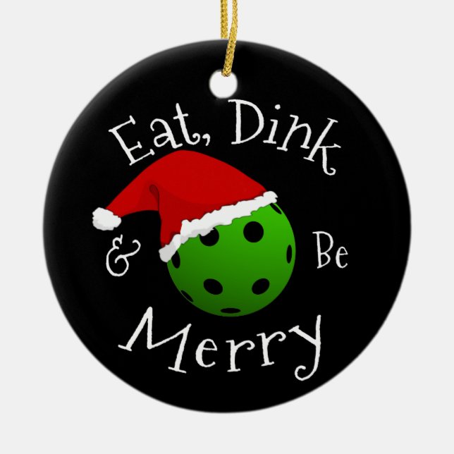 Christmas Pickleball Saying Ceramic Ornament (Front)