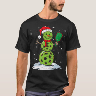 Christmas Pickleball Snowman Xmas Santa Hat Mens W T-Shirt