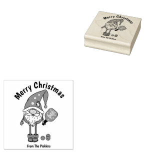 Christmas pickleball  square rubber stamp