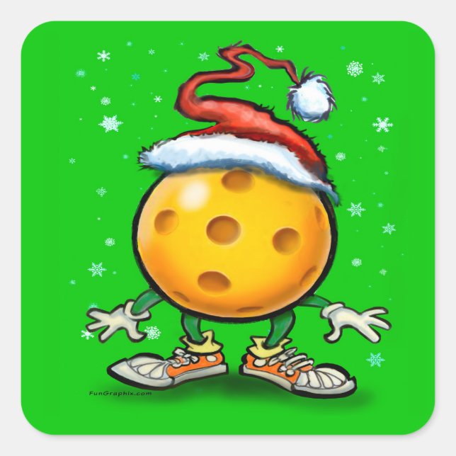 Christmas Pickleball Square Sticker (Front)