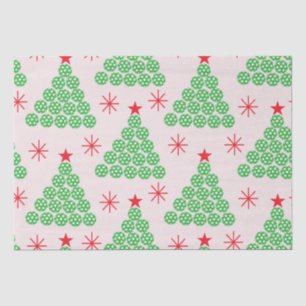 Christmas Pickleball Tree with stars Pattern Tissue Paper