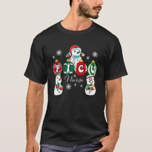 Christmas PICU Nurse Snowman Pediatric ICU Crew Xm T-Shirt