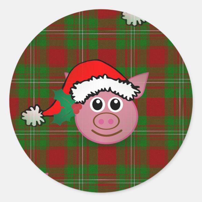 christmas pig classic round sticker (Front)