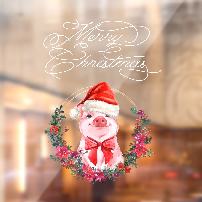 Christmas Pig Cute Fun White Red Merry Christmas (Sheet 2)