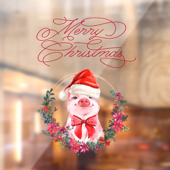 Christmas Pig Cute Fun White Red Merry Christmas (Sheet 2)