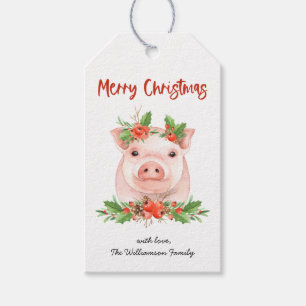Christmas Pig Holiday Gift Tags