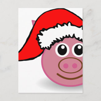 christmas pig holiday postcard