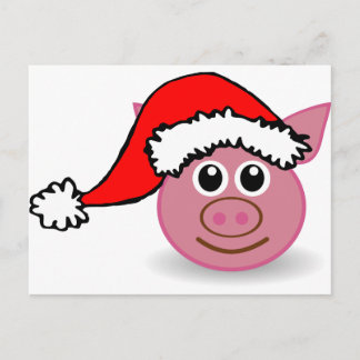 christmas pig holiday postcard