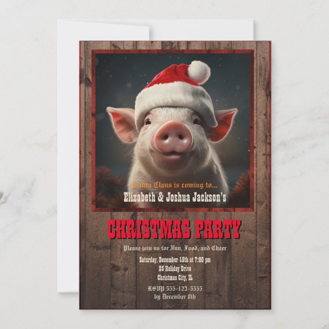 Christmas Pig Invitation (Front)