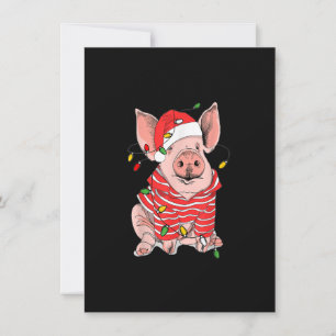 Christmas Pig lights Santa Hat Gifts For Boys Men  Invitation