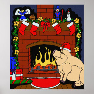 Christmas Pig Poster