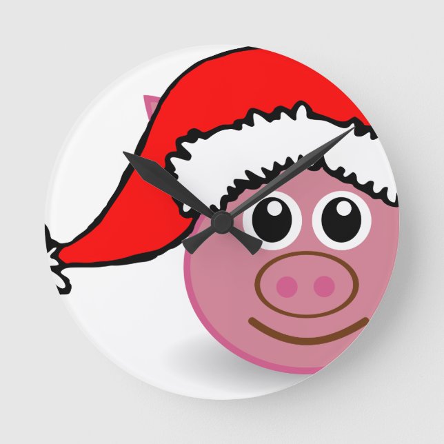 christmas pig round clock (Front)