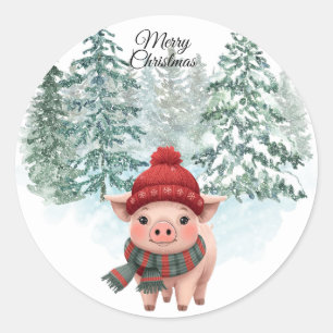 Christmas Pig Sticker