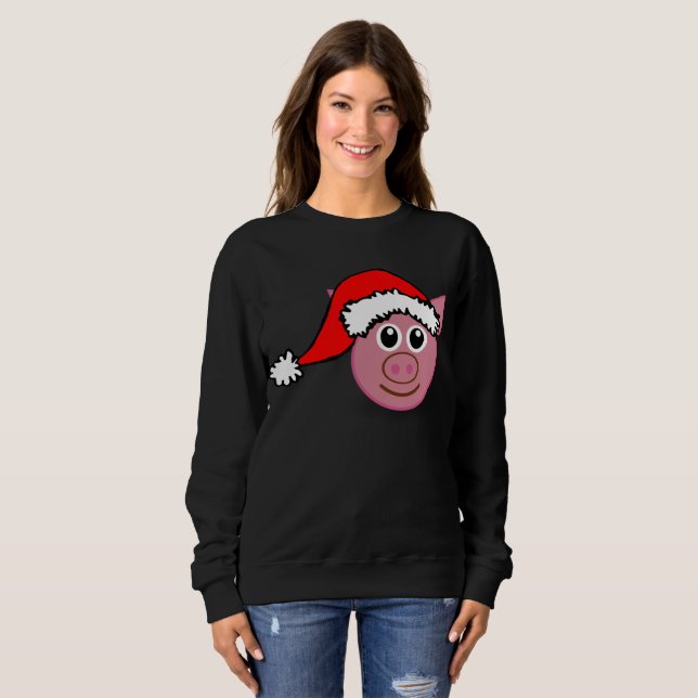 christmas pig womens sweatshirt (Front Full)
