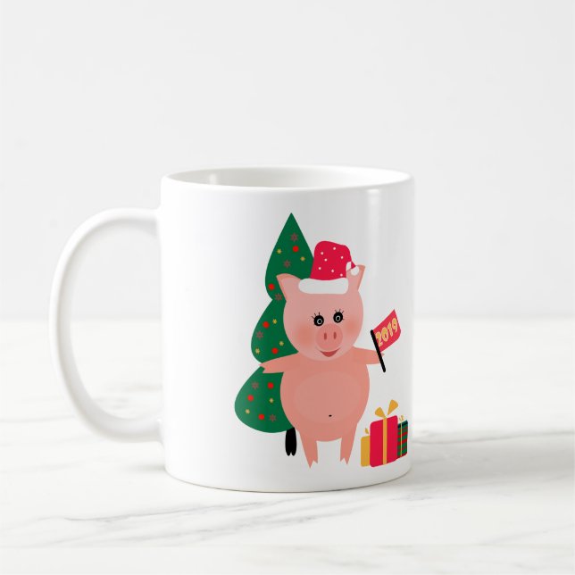 Christmas, pig year coffee mug (Left)