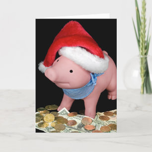 Christmas Piggy Bank On Money  Card