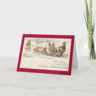 Christmas pigs holiday card