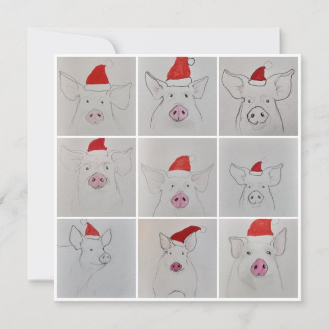 Christmas pigs thank you card (Front)