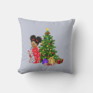 Christmas Pillow Dachshund African American Baby