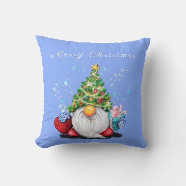 Christmas Pillow Gift Gnome with Gift For You (Front)