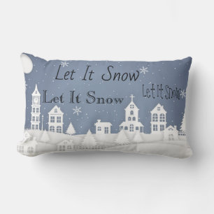 Christmas Pillow Let It Snow Blue White