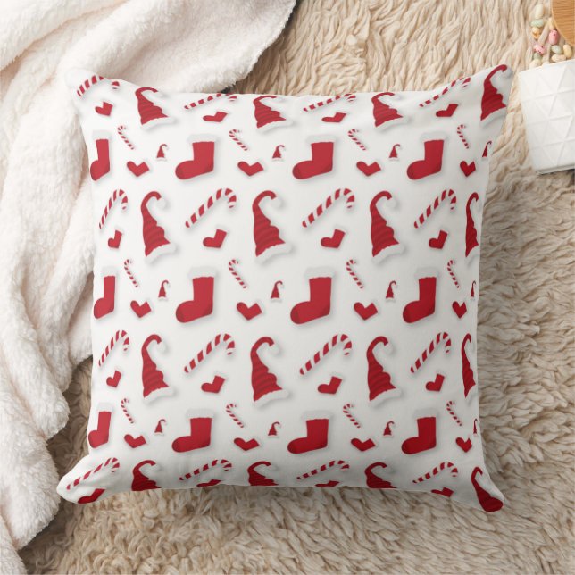 Christmas Pillow with Hats, Stockings & Candy Cane (Blanket)