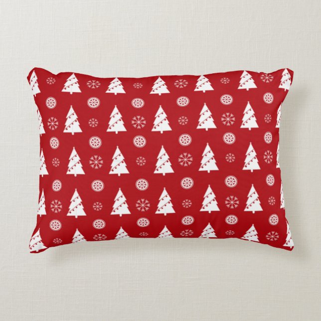 Christmas Pillow with Trees and Snowflakes (Front)