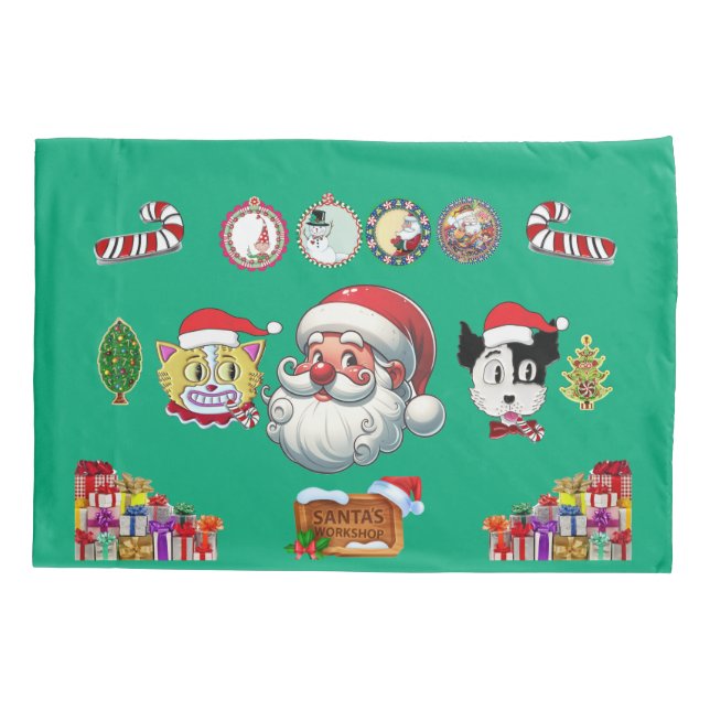 Christmas Pillowcase with Santa, Jerry and Rex (Back)
