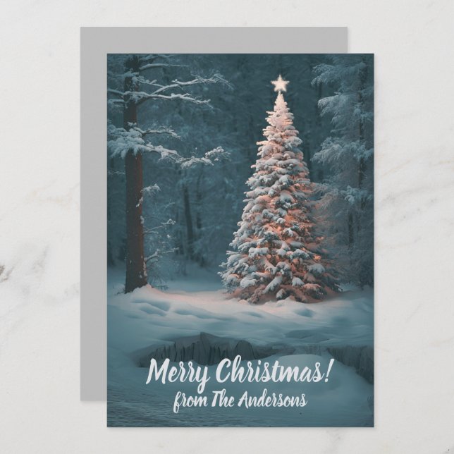 Christmas pine 14, Merry Christmas, greeting card (Front/Back)