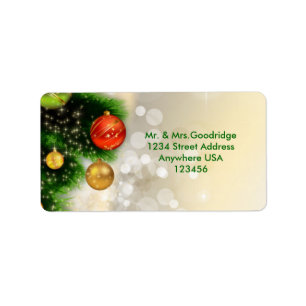 Christmas pine and baubles label