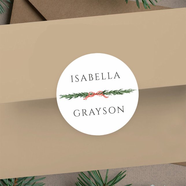 Christmas Pine Border  Classic Round Sticker (Creator Uploaded)