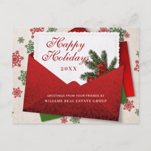 Christmas Pine Branch Holiday Corporate Greeting Postcard