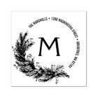 Christmas Pine Branches Monogram Return Address
