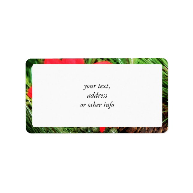 Christmas Pine Cone & Poinsettia Label (Front)