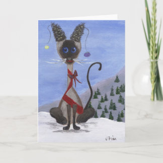 Christmas Pine Cone Siamese Holiday Card